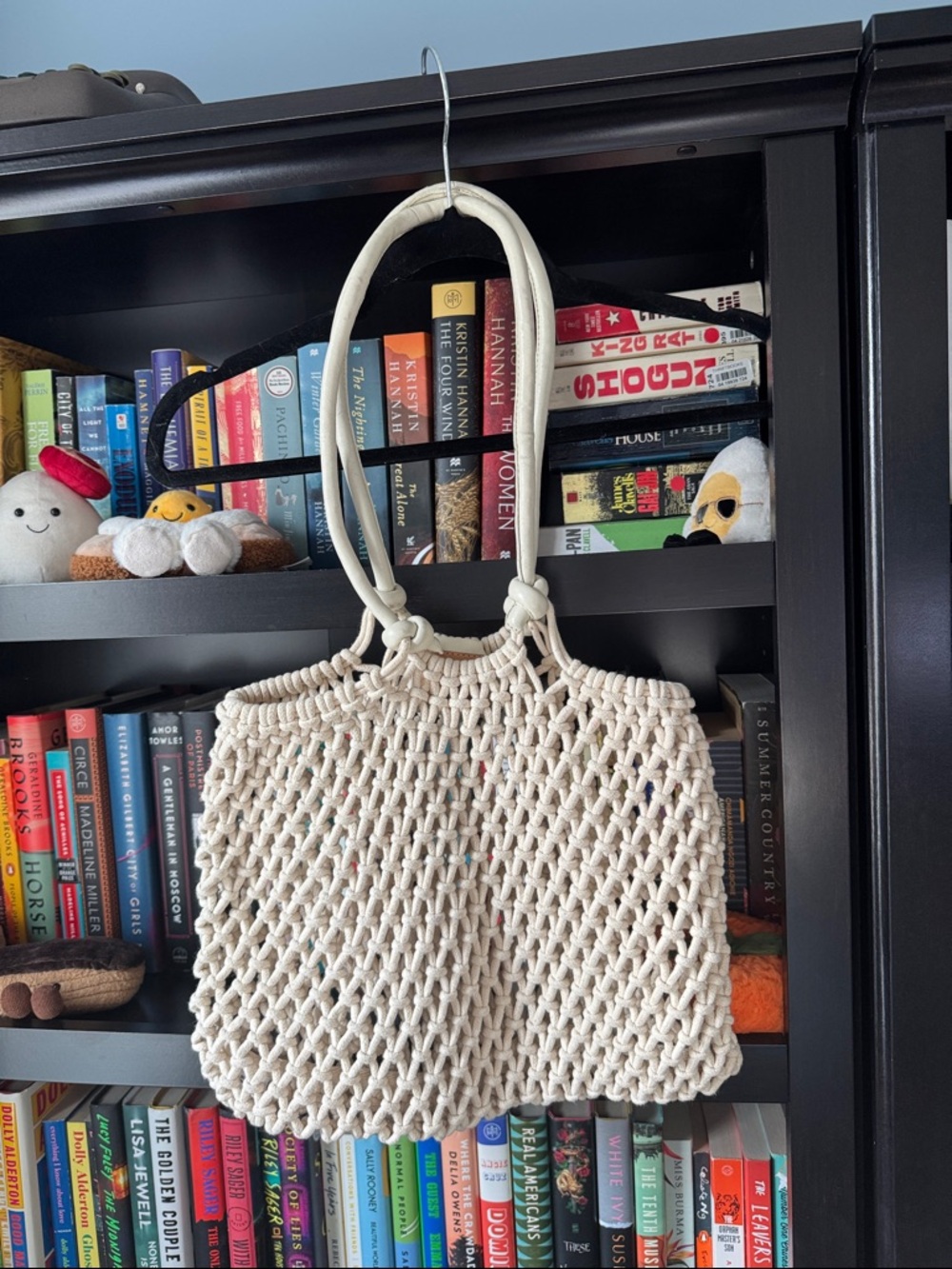 Clare V Cream Macramé Tote Bag